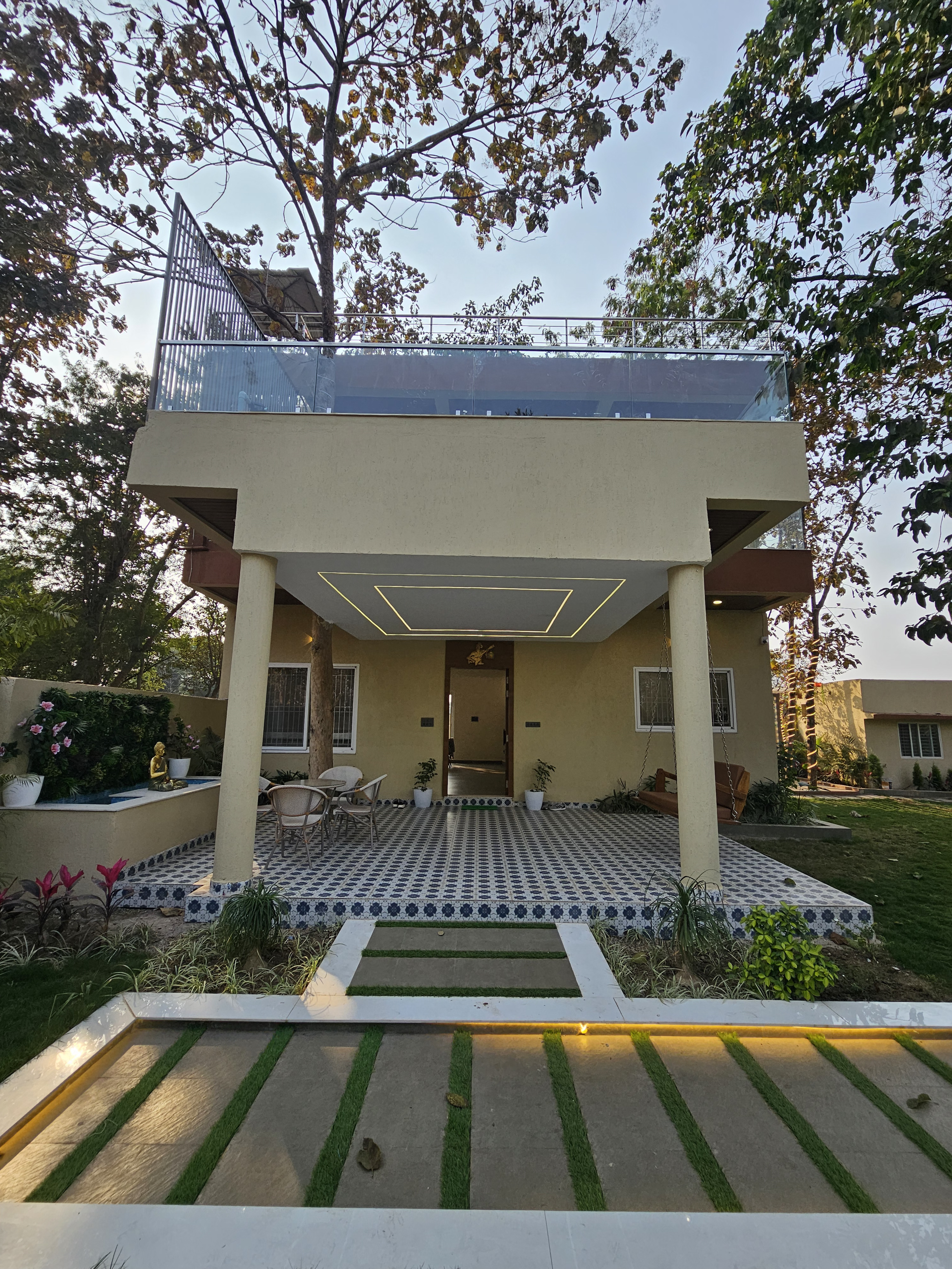 Luxury Furnished 2 BHK Farmhouse for Sale Near VIP Road Raipur | Swimming Pool & Landscaped Garden